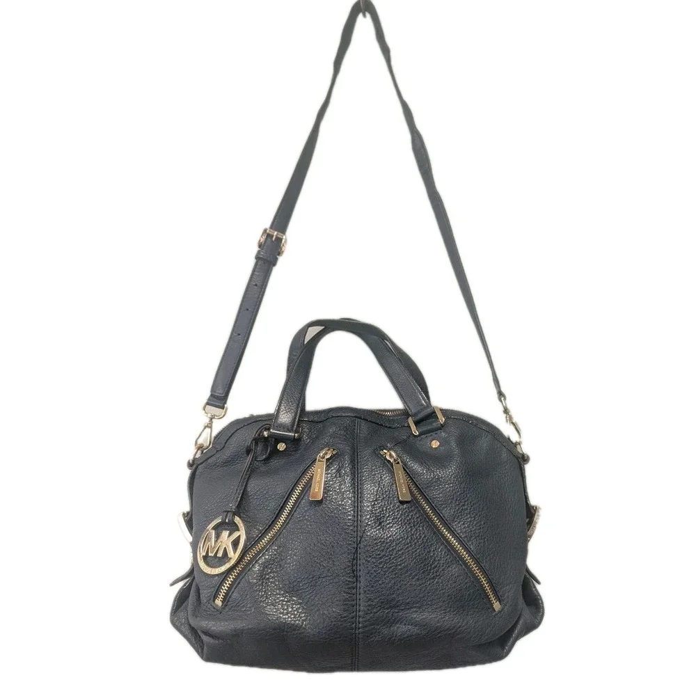 Michael‎ Kors Bedford Pebbled Leather Satchel Crossbody MK Navy